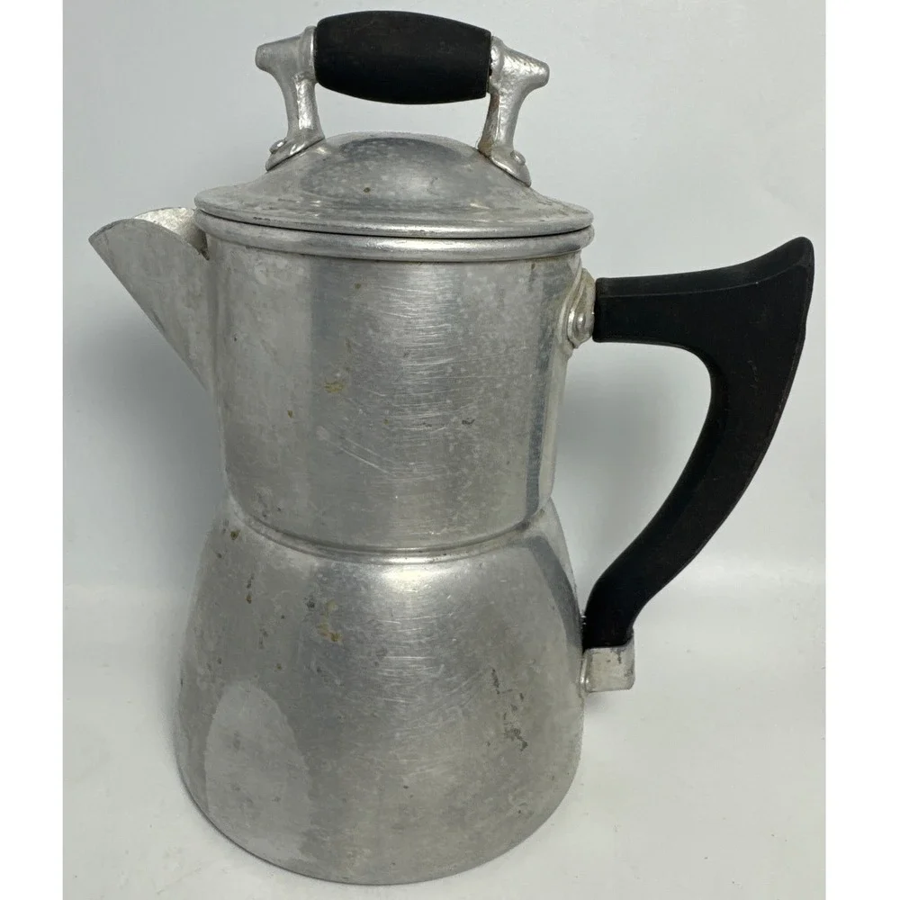 Wear-Ever Drip Coffee Pot OS Silver Good Vintage Aluminum Mid-Century USA
